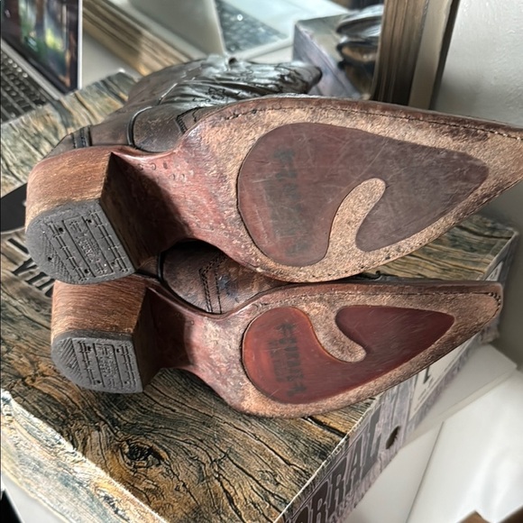 Corral Vintage Brown Lizard Inlay Pointed Toe - Picture 11 of 12